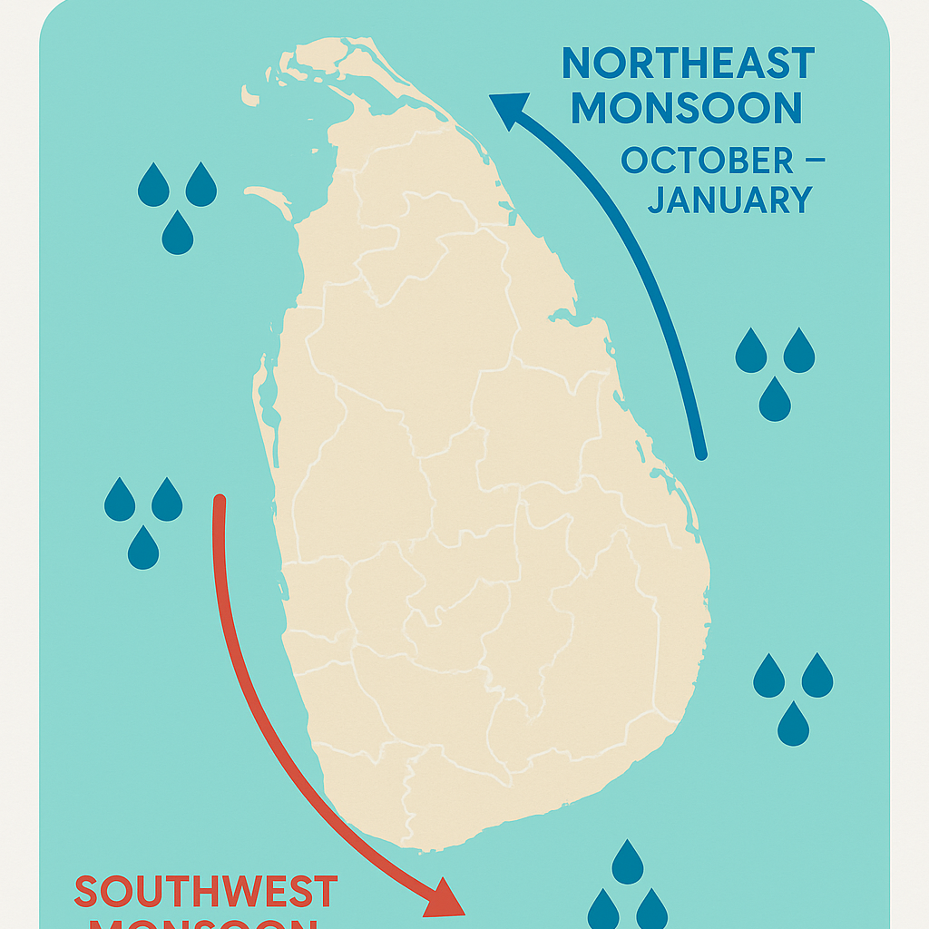 Sri Lanka weather by month showing monsoon season rainfall patterns