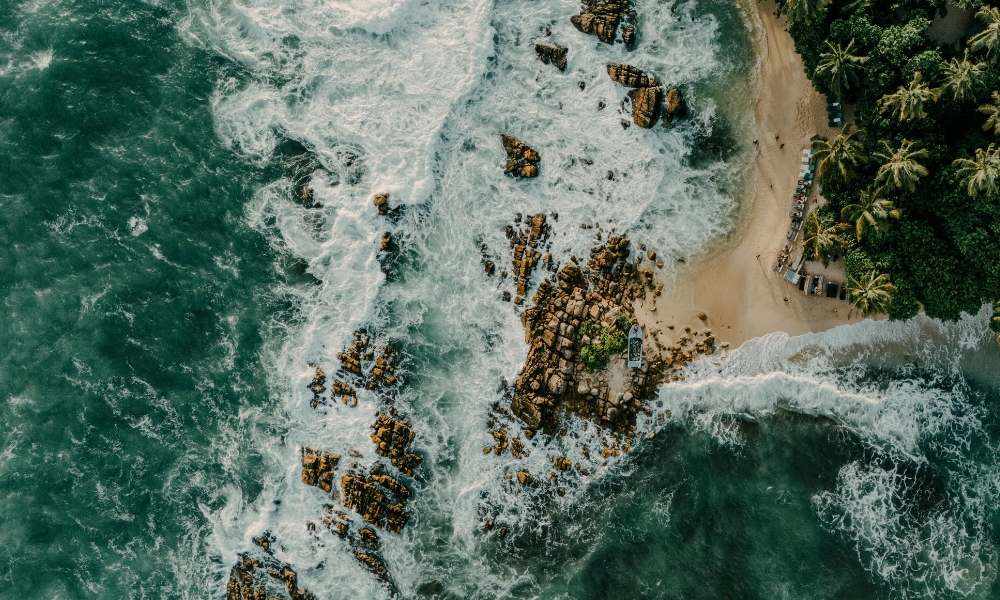 "Budget traveler counting Sri Lankan rupees with local market scene background