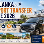 Private airport transfer vehicle and driver outside Colombo Bandaranaike International Airport in Sri Lanka